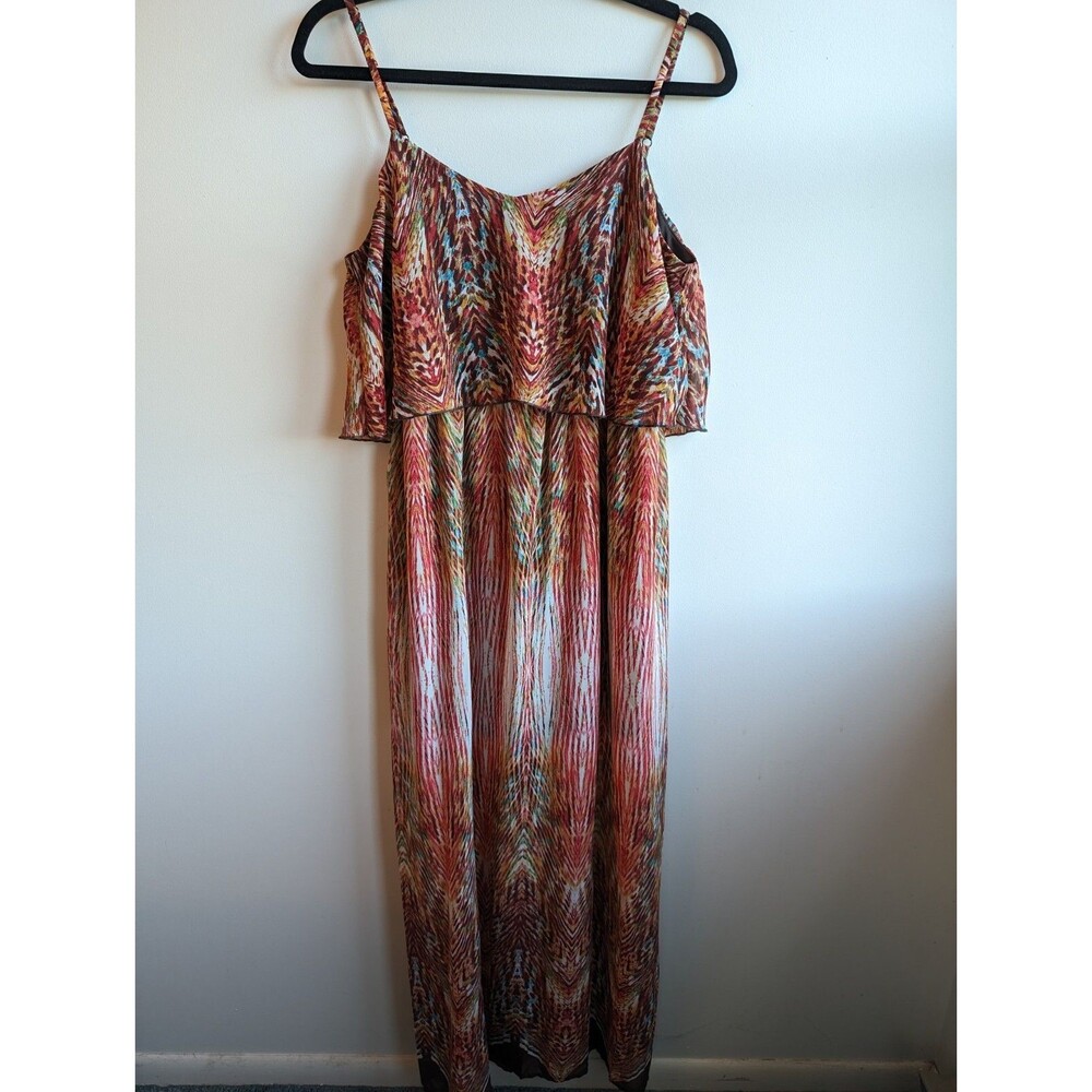 Love Reign Dress Maxi Length Size Large Brown Pink Paisley Sleeveless Straps